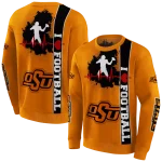 oklahoma state cowboys football heartbeat orange hoodie best selling