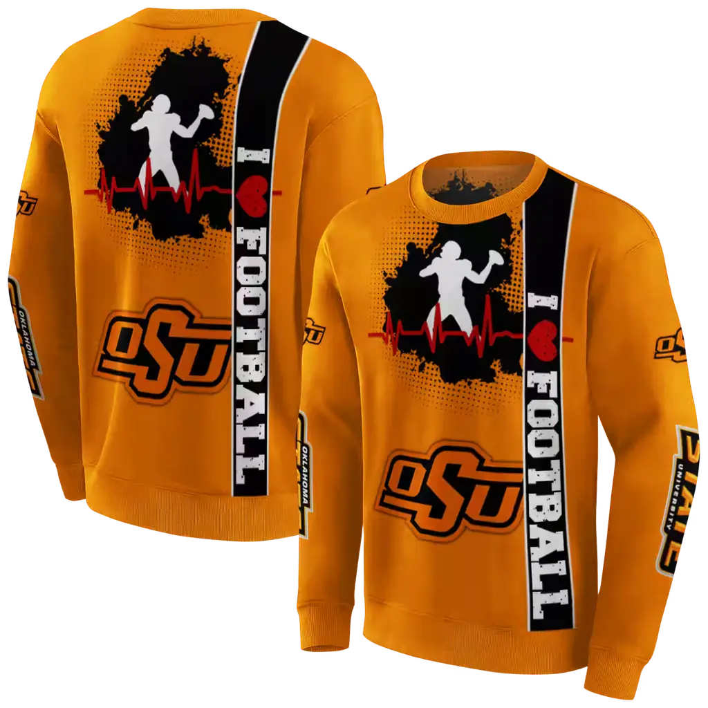 oklahoma state cowboys football heartbeat orange hoodie premium grade oklahoma state cowboys football heartbeat orange hoodie premium grade
