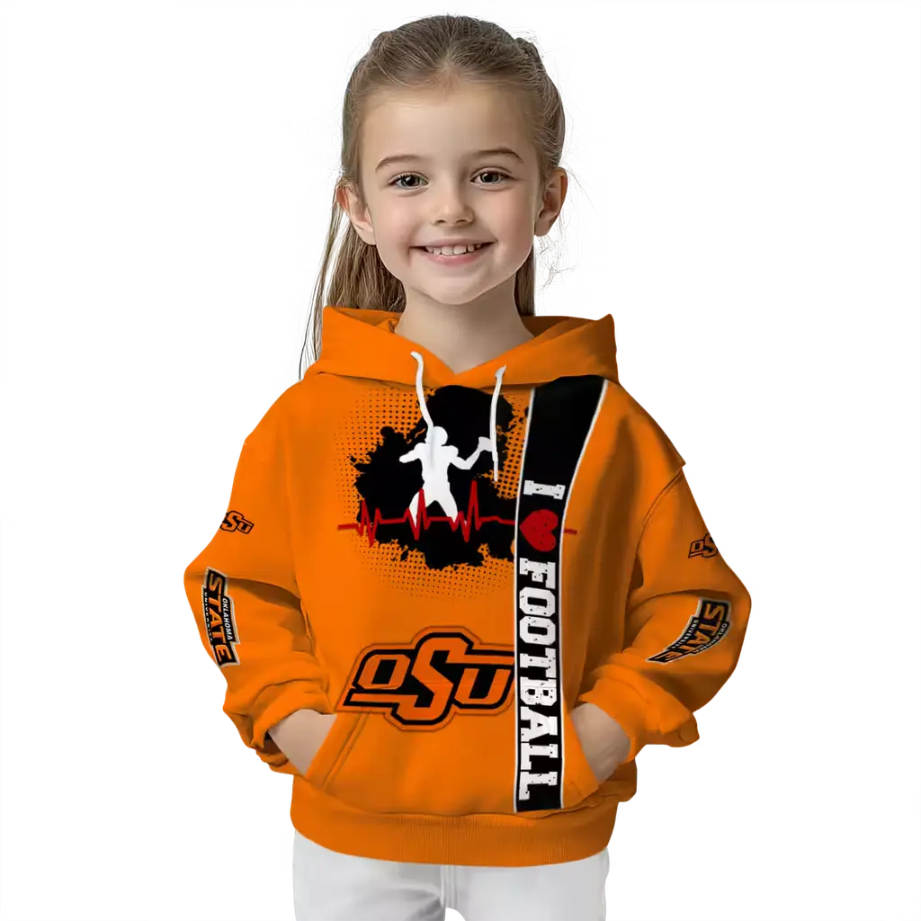 oklahoma state cowboys football heartbeat orange hoodie top rated oklahoma state cowboys football heartbeat orange hoodie top rated