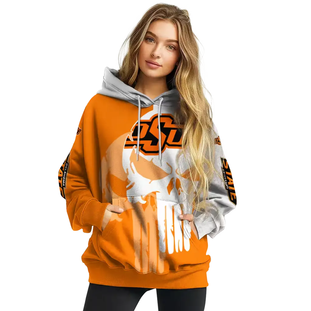 oklahoma state cowboys graphic punisher orange white hoodie high quality oklahoma state cowboys graphic punisher orange white hoodie high quality