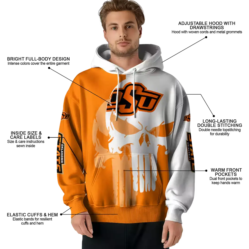 oklahoma state cowboys graphic punisher orange white hoodie latest model oklahoma state cowboys graphic punisher orange white hoodie latest model