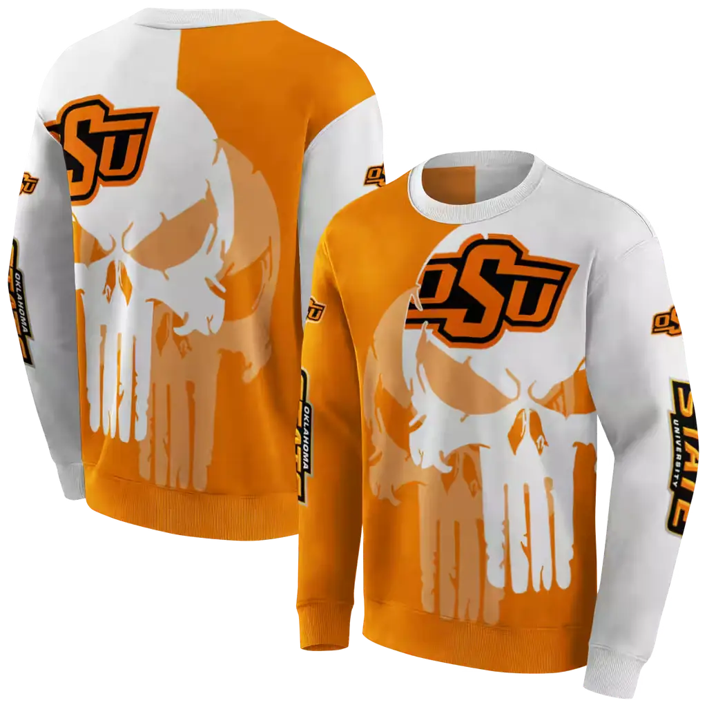 oklahoma state cowboys graphic punisher orange white hoodie premium grade oklahoma state cowboys graphic punisher orange white hoodie premium grade