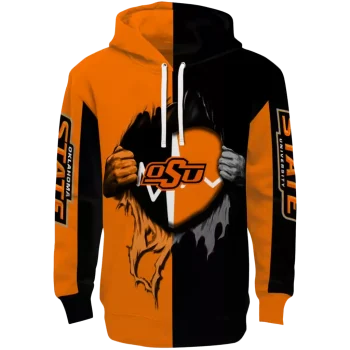 oklahoma state cowboys heartbeat graphic orange hoodie best selling