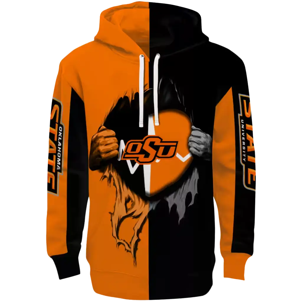 oklahoma state cowboys heartbeat graphic orange hoodie best selling oklahoma state cowboys heartbeat graphic orange hoodie best selling