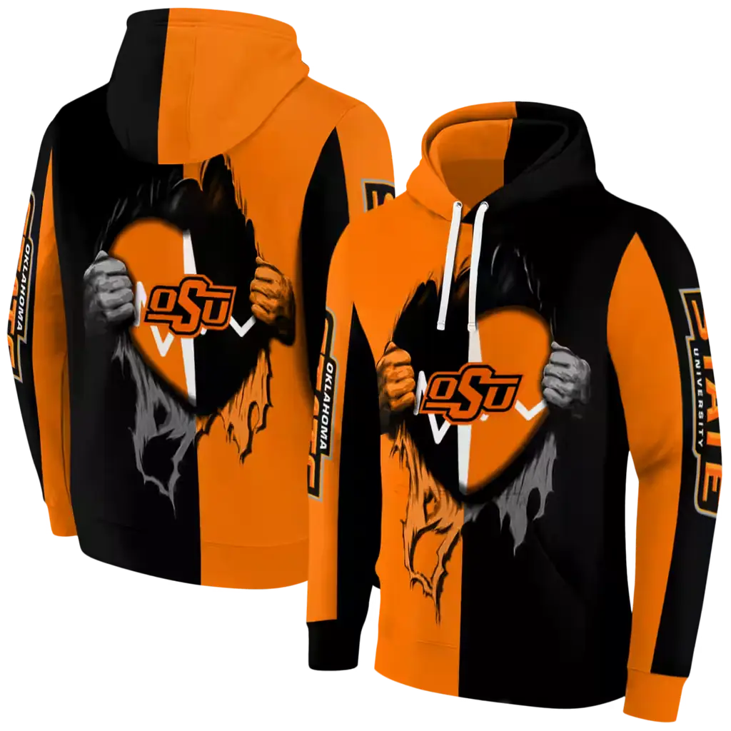 oklahoma state cowboys heartbeat graphic orange hoodie fashion forward oklahoma state cowboys heartbeat graphic orange hoodie fashion forward