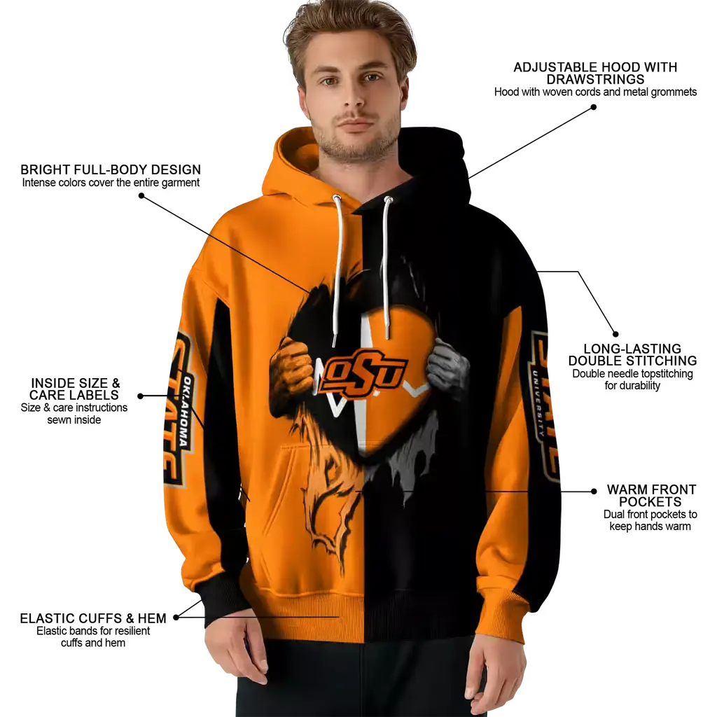 oklahoma state cowboys heartbeat graphic orange hoodie latest model oklahoma state cowboys heartbeat graphic orange hoodie latest model