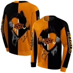 oklahoma state cowboys heartbeat graphic orange hoodie best selling