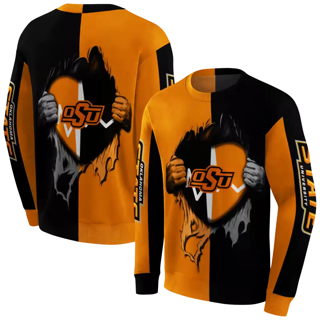 oklahoma state cowboys heartbeat graphic orange hoodie premium grade oklahoma state cowboys heartbeat graphic orange hoodie premium grade
