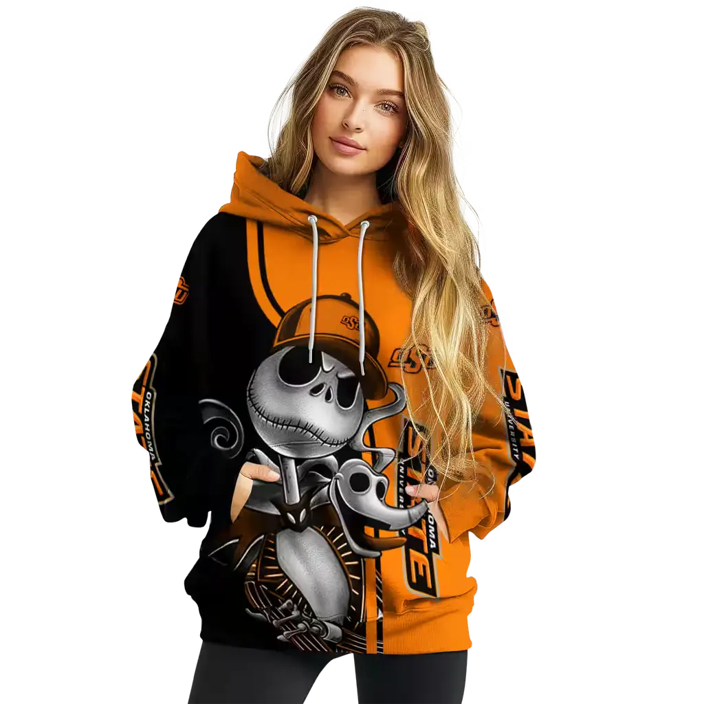 oklahoma state cowboys jack skellington orange hoodie high quality oklahoma state cowboys jack skellington orange hoodie high quality