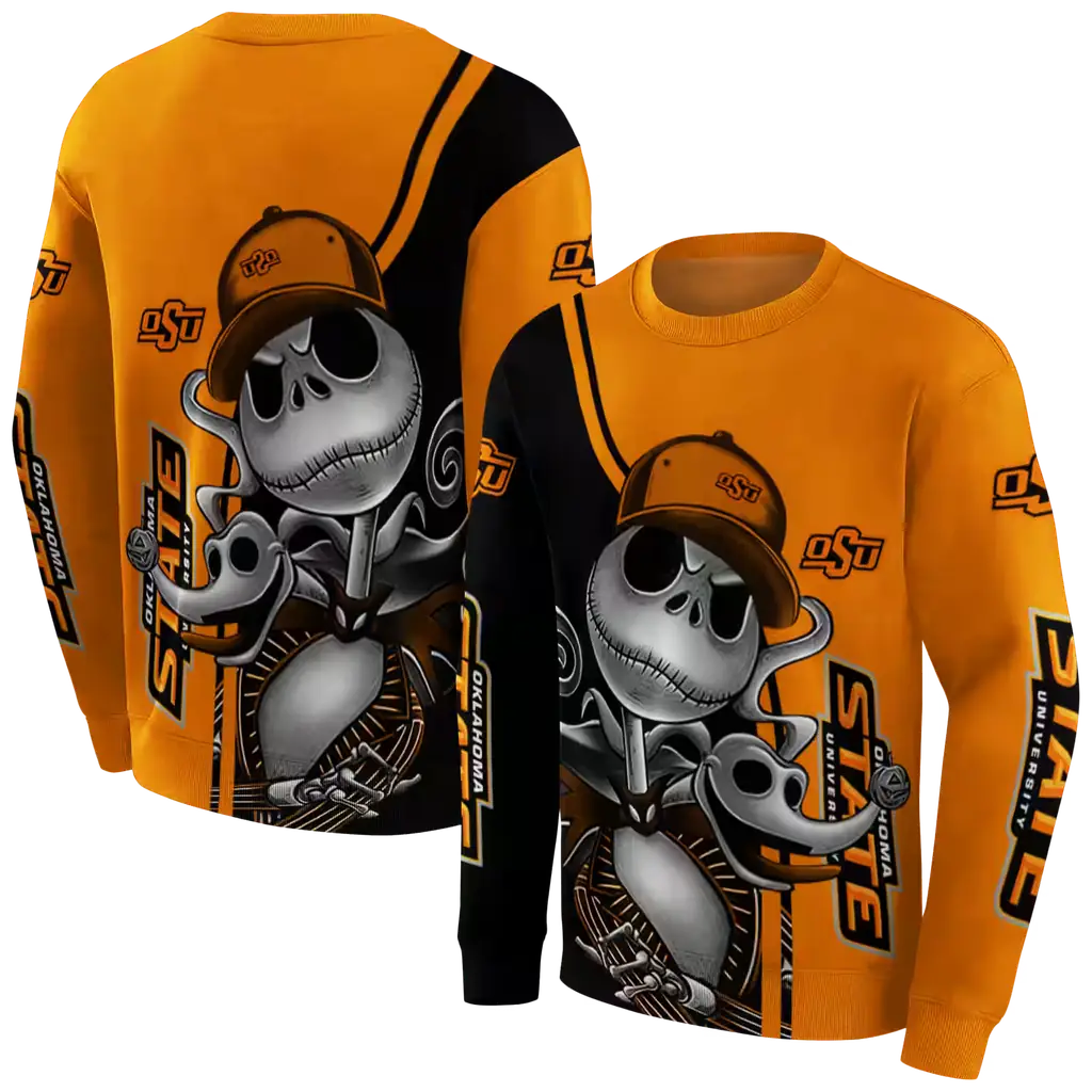 oklahoma state cowboys jack skellington orange hoodie premium grade oklahoma state cowboys jack skellington orange hoodie premium grade