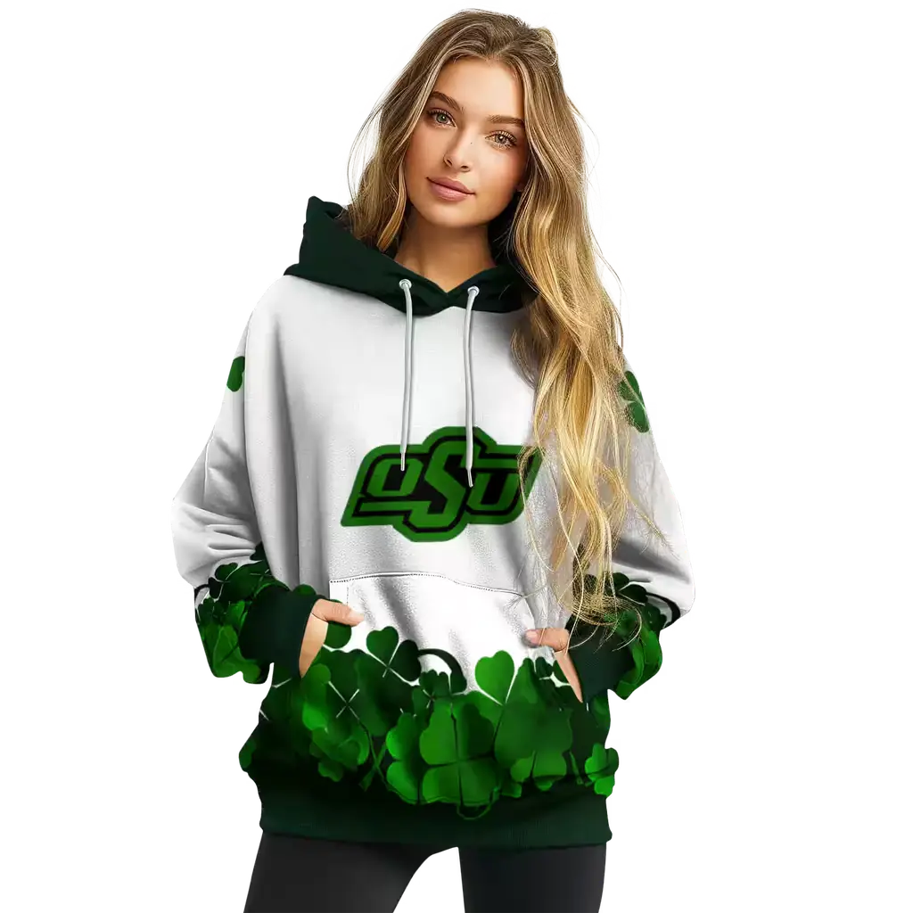 oklahoma state cowboys lucky motif white green hoodie high quality oklahoma state cowboys lucky motif white green hoodie high quality