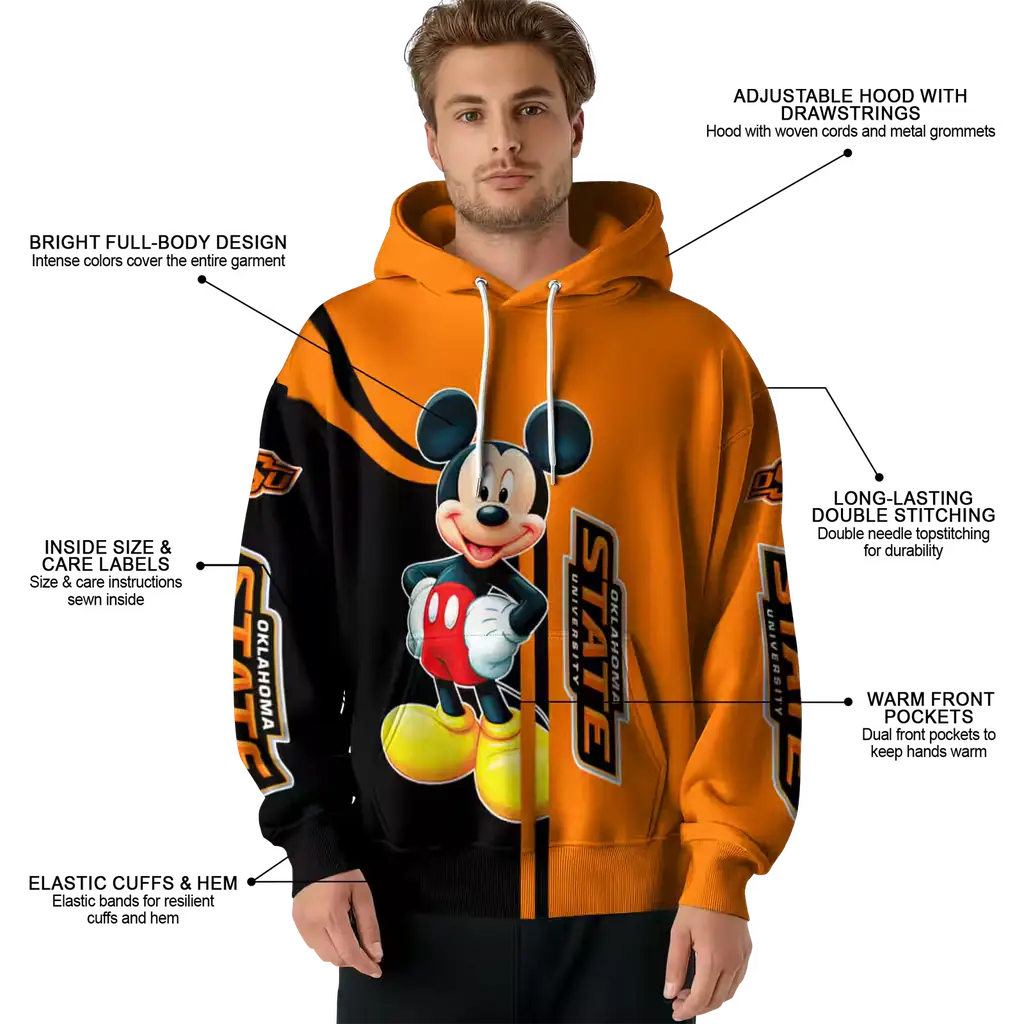oklahoma state cowboys mickey mouse orange black hoodie latest model oklahoma state cowboys mickey mouse orange black hoodie latest model