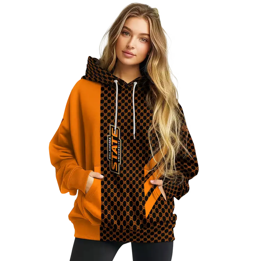 oklahoma state cowboys monogram pattern orange hoodie high quality oklahoma state cowboys monogram pattern orange hoodie high quality