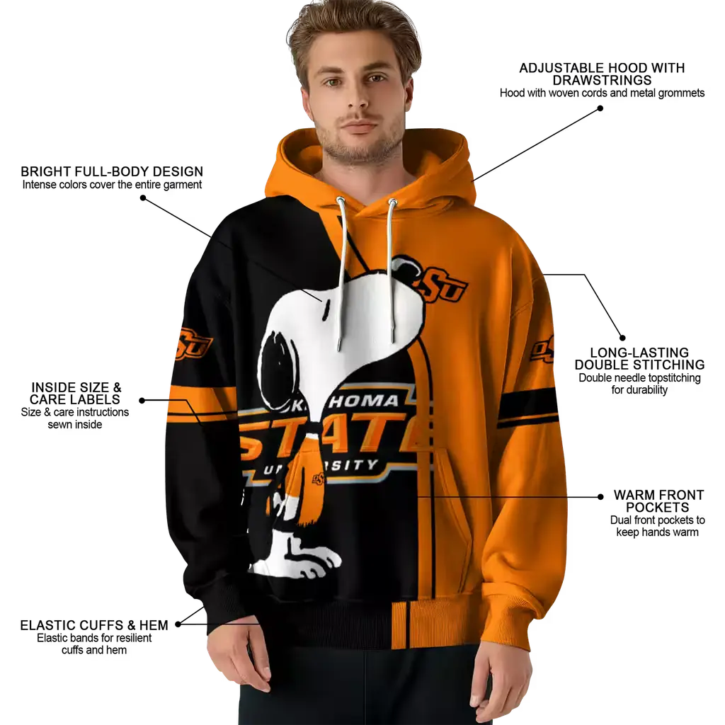 oklahoma state cowboys playful snoopy orange hoodie latest model oklahoma state cowboys playful snoopy orange hoodie latest model