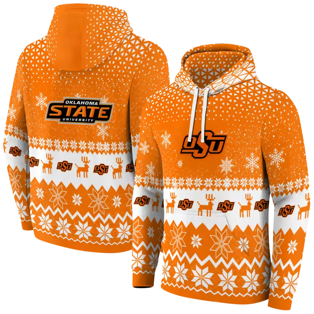 oklahoma state cowboys reindeer motif orange hoodie fashion forward oklahoma state cowboys reindeer motif orange hoodie fashion forward