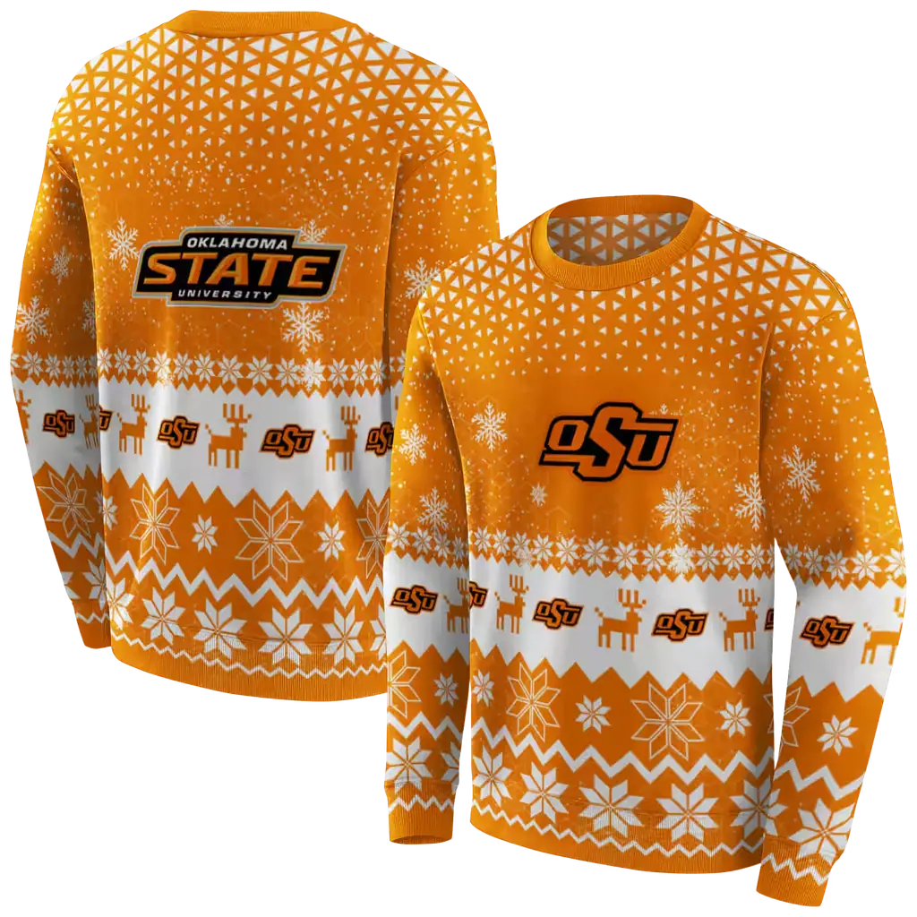 oklahoma state cowboys reindeer motif orange hoodie premium grade oklahoma state cowboys reindeer motif orange hoodie premium grade