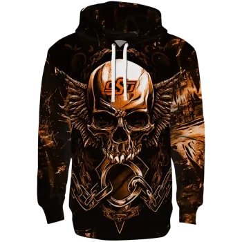 oklahoma state cowboys skull artwork orange black hoodie best selling