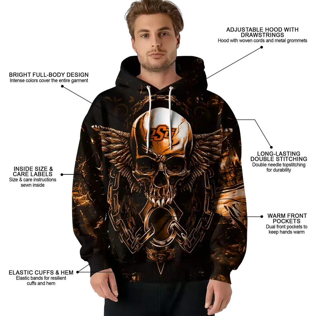 oklahoma state cowboys skull artwork orange black hoodie latest model oklahoma state cowboys skull artwork orange black hoodie latest model