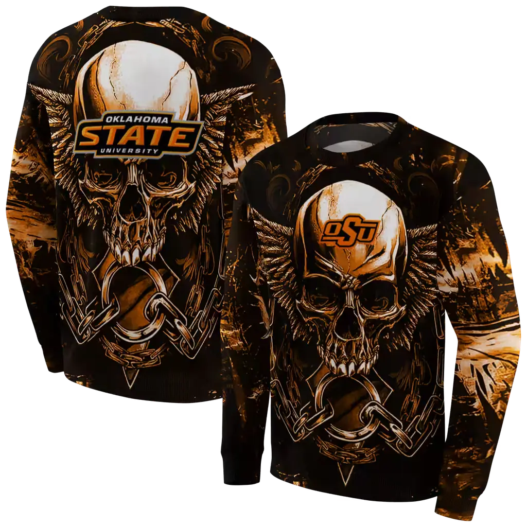 oklahoma state cowboys skull artwork orange black hoodie premium grade oklahoma state cowboys skull artwork orange black hoodie premium grade