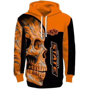 oklahoma state cowboys skull motif orange black hoodie best selling