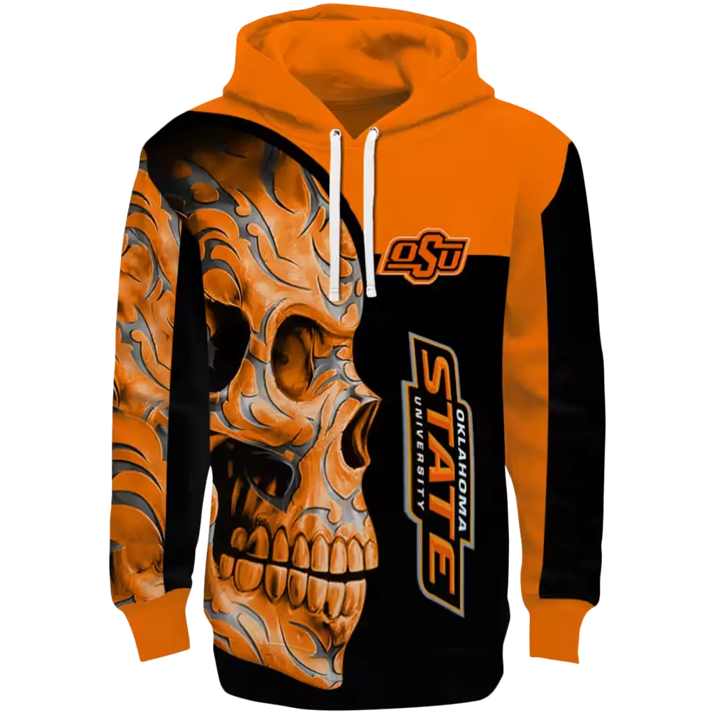 oklahoma state cowboys skull motif orange black hoodie best selling oklahoma state cowboys skull motif orange black hoodie best selling