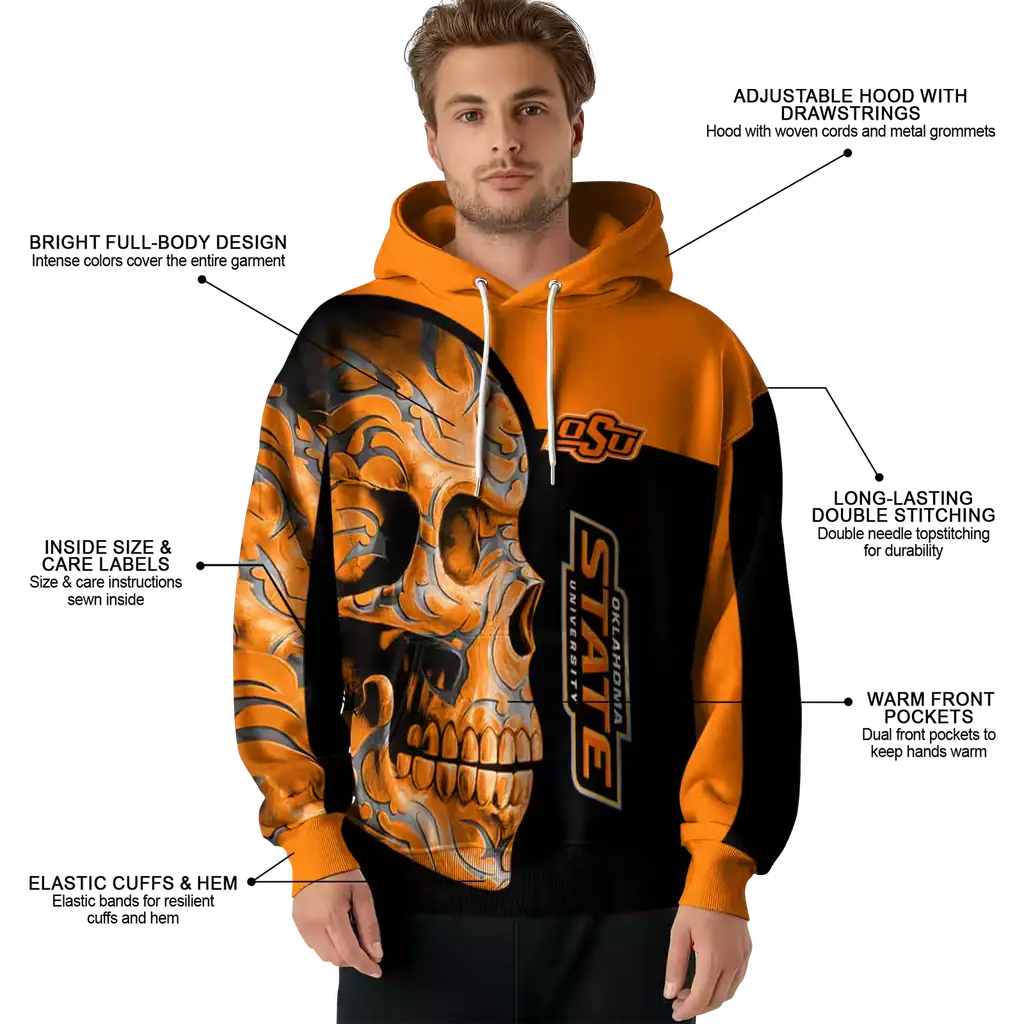 oklahoma state cowboys skull motif orange black hoodie latest model oklahoma state cowboys skull motif orange black hoodie latest model