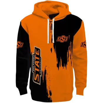 oklahoma state cowboys splatter effect orange hoodie best selling