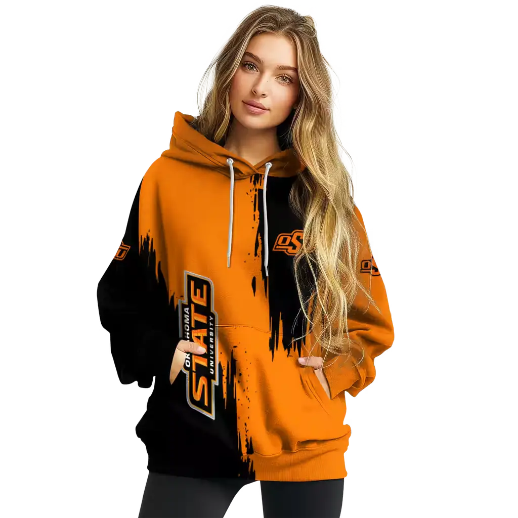 oklahoma state cowboys splatter effect orange hoodie high quality oklahoma state cowboys splatter effect orange hoodie high quality
