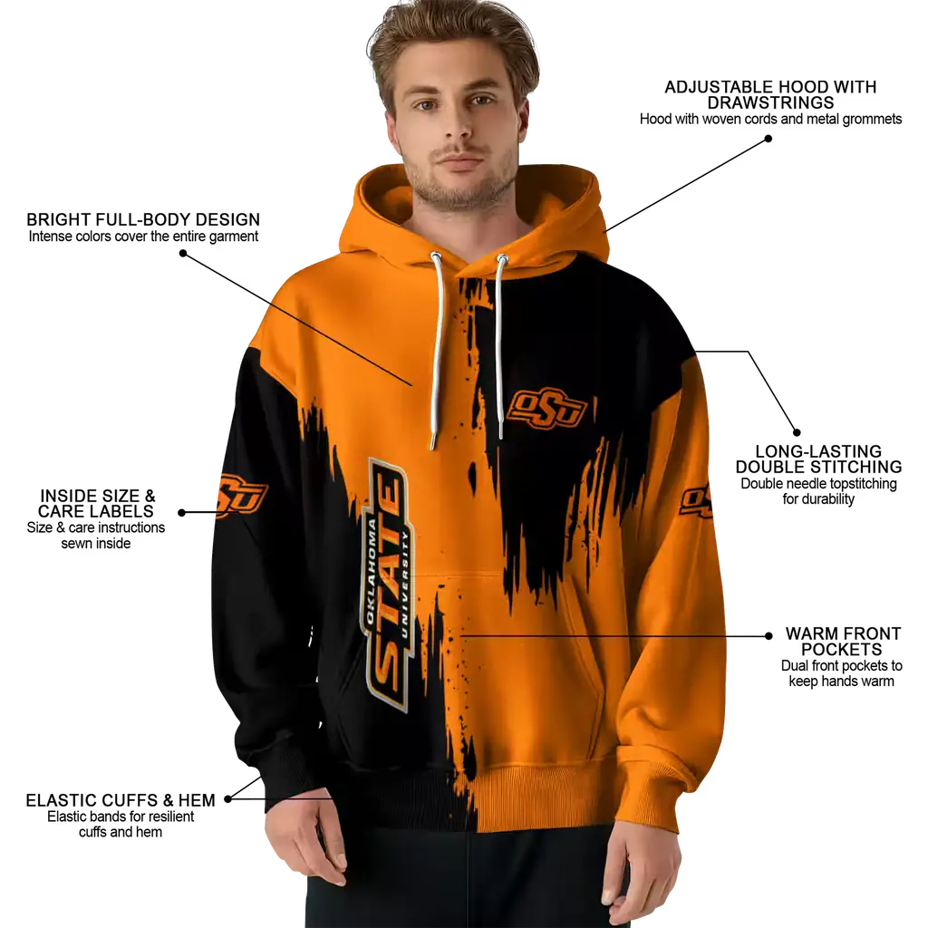 oklahoma state cowboys splatter effect orange hoodie latest model oklahoma state cowboys splatter effect orange hoodie latest model