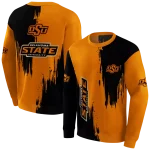 oklahoma state cowboys splatter effect orange hoodie best selling