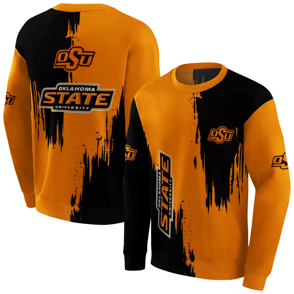 oklahoma state cowboys splatter effect orange hoodie premium grade oklahoma state cowboys splatter effect orange hoodie premium grade