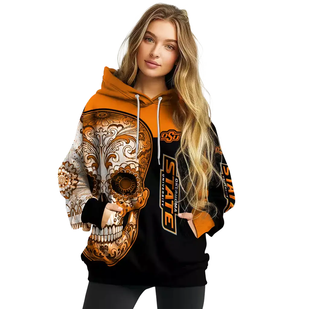 oklahoma state cowboys sugar skull orange black hoodie high quality oklahoma state cowboys sugar skull orange black hoodie high quality