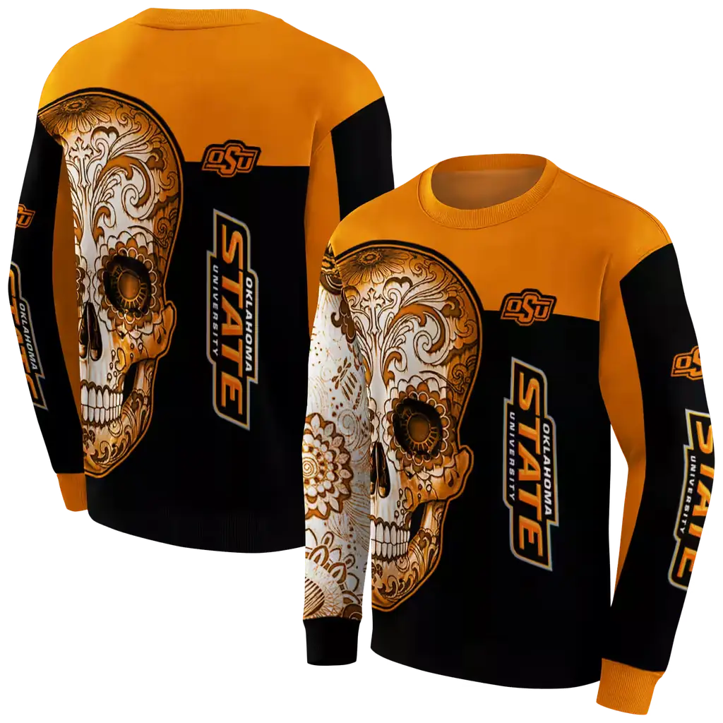 oklahoma state cowboys sugar skull orange black hoodie premium grade oklahoma state cowboys sugar skull orange black hoodie premium grade