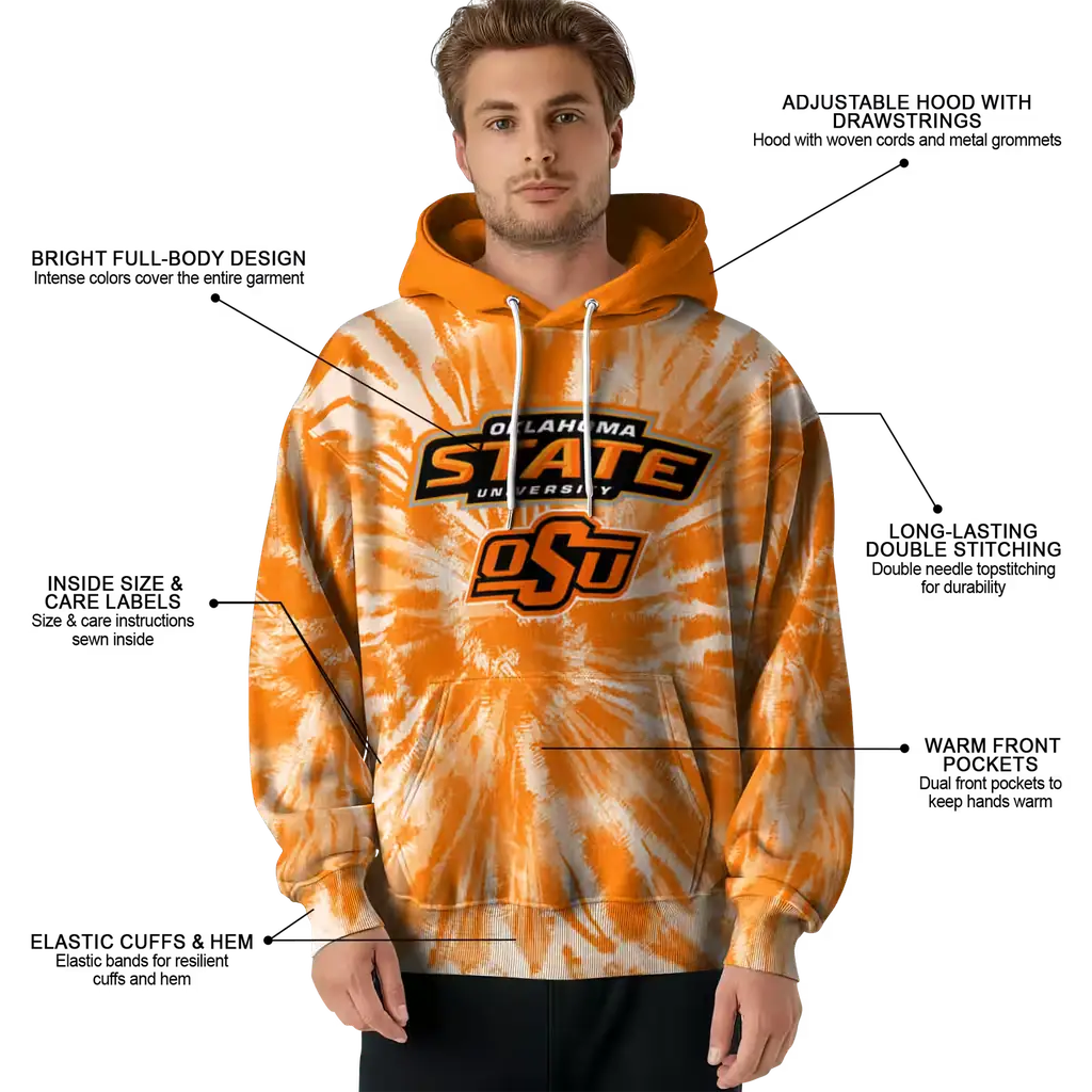 oklahoma state cowboys tie dye pattern orange hoodie latest model oklahoma state cowboys tie dye pattern orange hoodie latest model