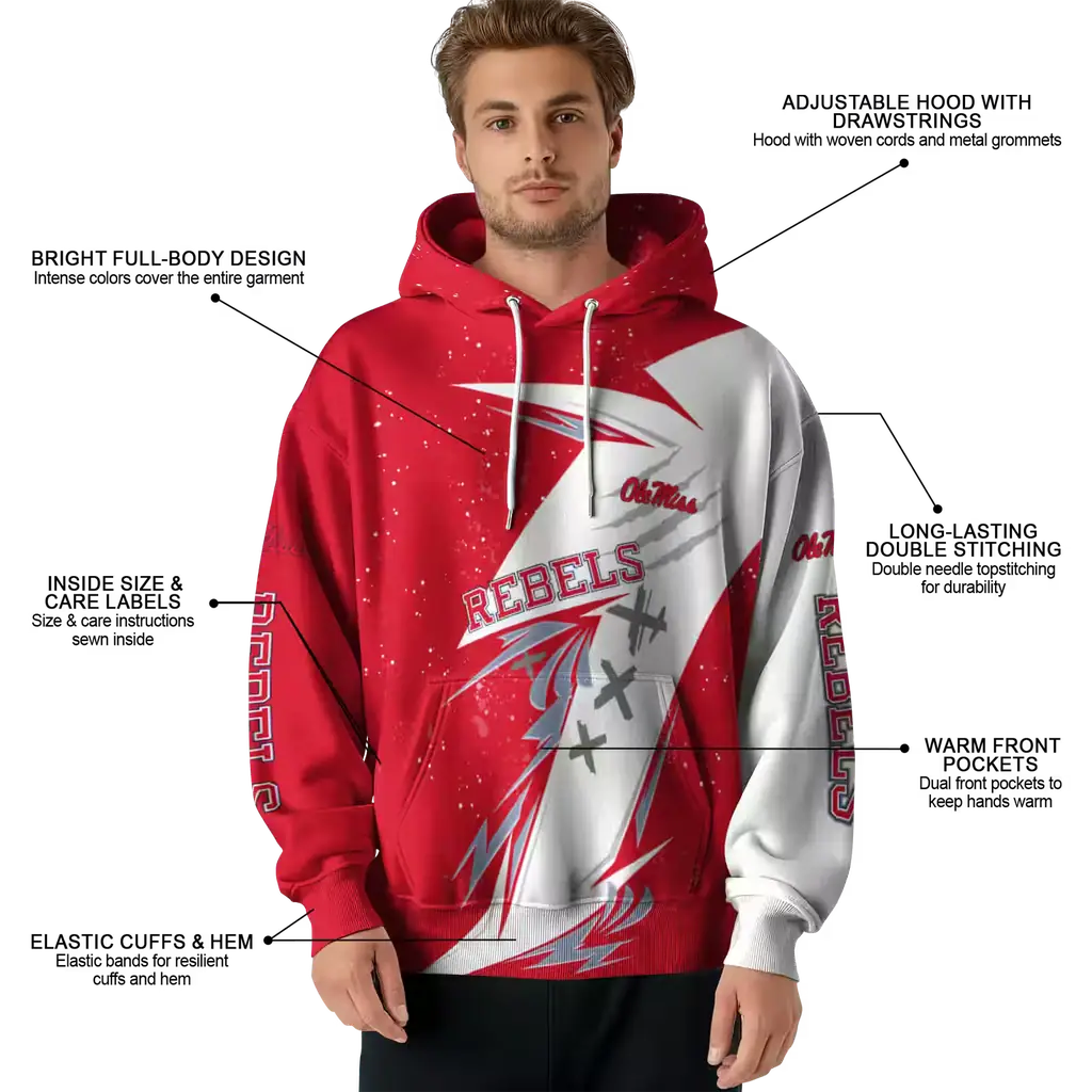 ole miss rebels dynamic slash red white hoodie latest model ole miss rebels dynamic slash red white hoodie latest model
