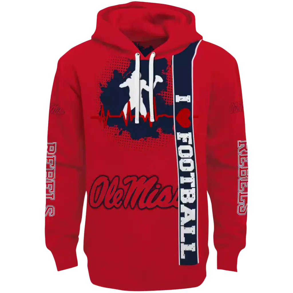 ole miss rebels football heartbeat red hoodie best selling ole miss rebels football heartbeat red hoodie best selling