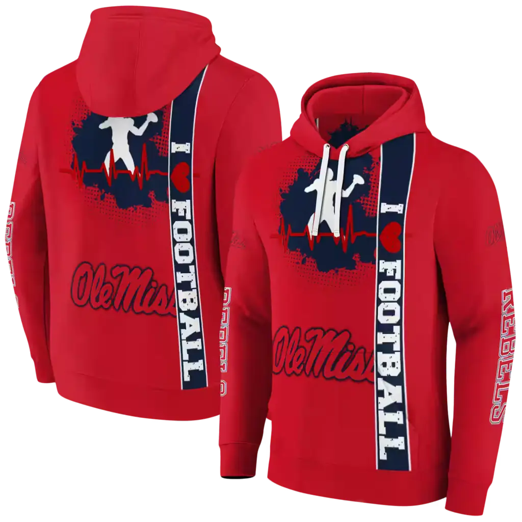 ole miss rebels football heartbeat red hoodie fashion forward ole miss rebels football heartbeat red hoodie fashion forward