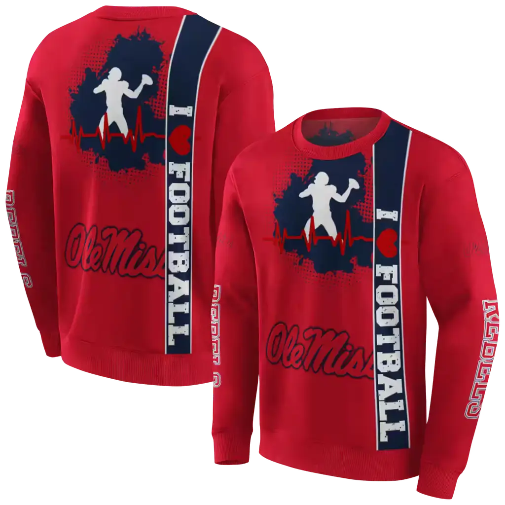 ole miss rebels football heartbeat red hoodie premium grade ole miss rebels football heartbeat red hoodie premium grade