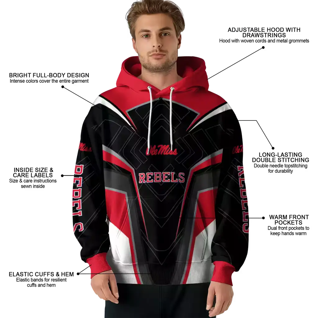 ole miss rebels futuristic pattern red black hoodie latest model ole miss rebels futuristic pattern red black hoodie latest model