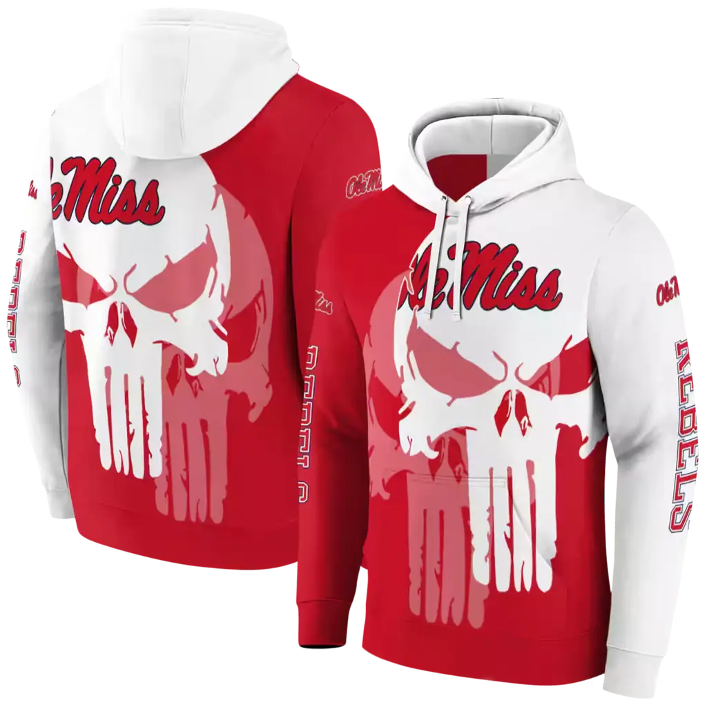 ole miss rebels graphic punisher red white hoodie fashion forward ole miss rebels graphic punisher red white hoodie fashion forward