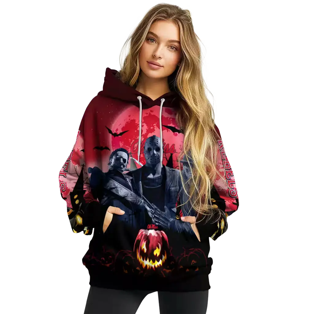 ole miss rebels halloween vibes red black hoodie high quality ole miss rebels halloween vibes red black hoodie high quality