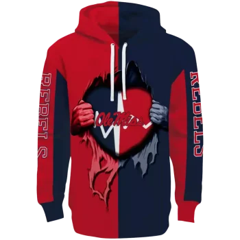 ole miss rebels heartbeat graphic red hoodie best selling