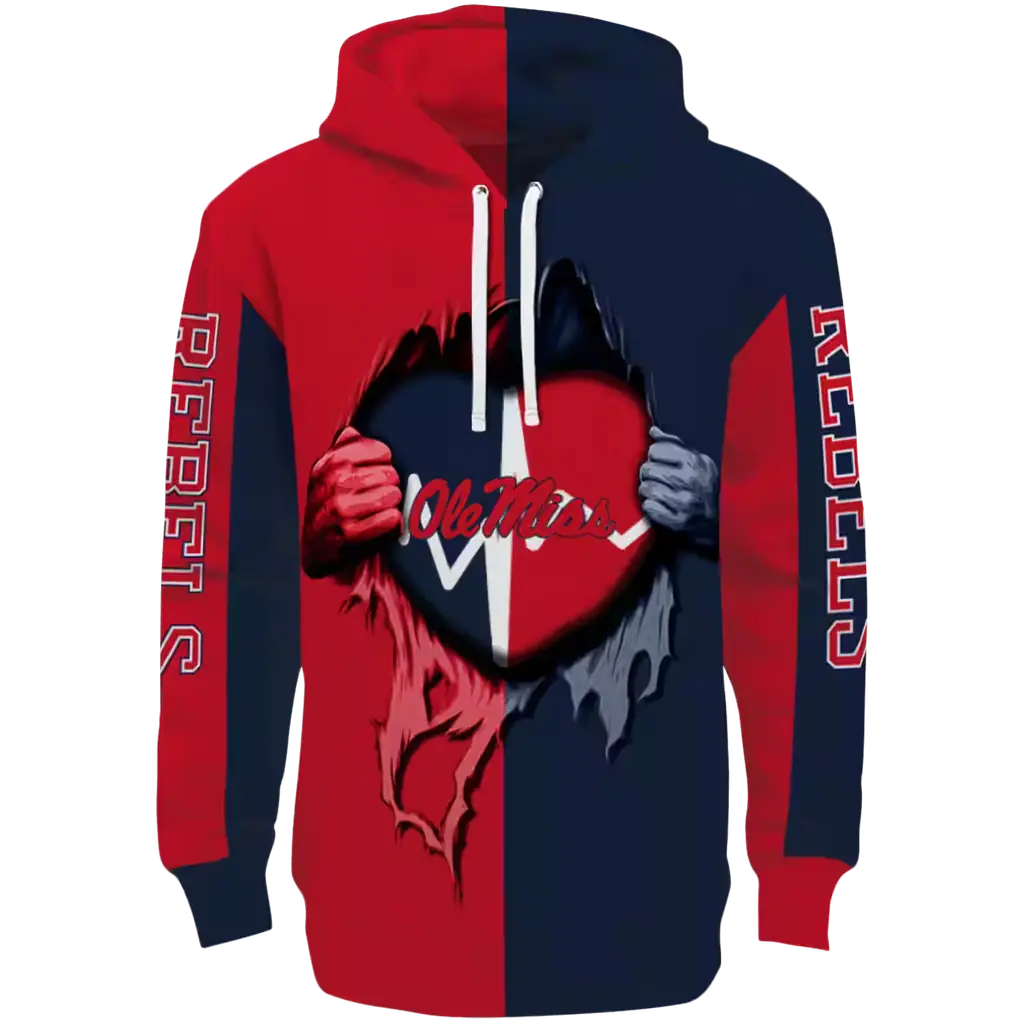 ole miss rebels heartbeat graphic red hoodie best selling ole miss rebels heartbeat graphic red hoodie best selling