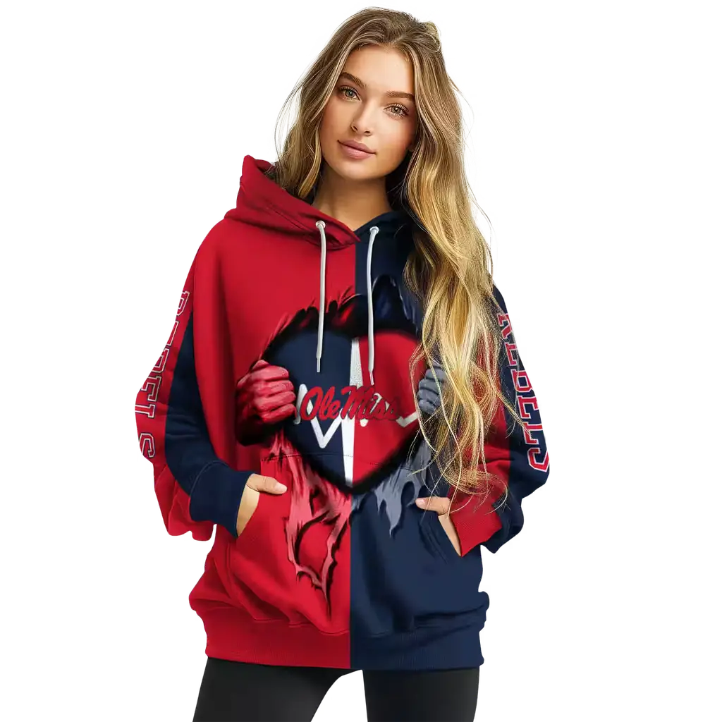 ole miss rebels heartbeat graphic red hoodie high quality ole miss rebels heartbeat graphic red hoodie high quality