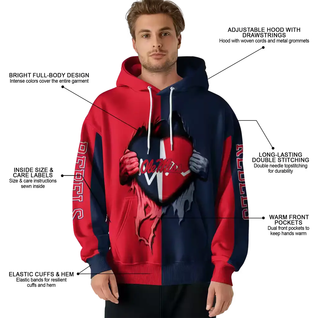 ole miss rebels heartbeat graphic red hoodie latest model ole miss rebels heartbeat graphic red hoodie latest model