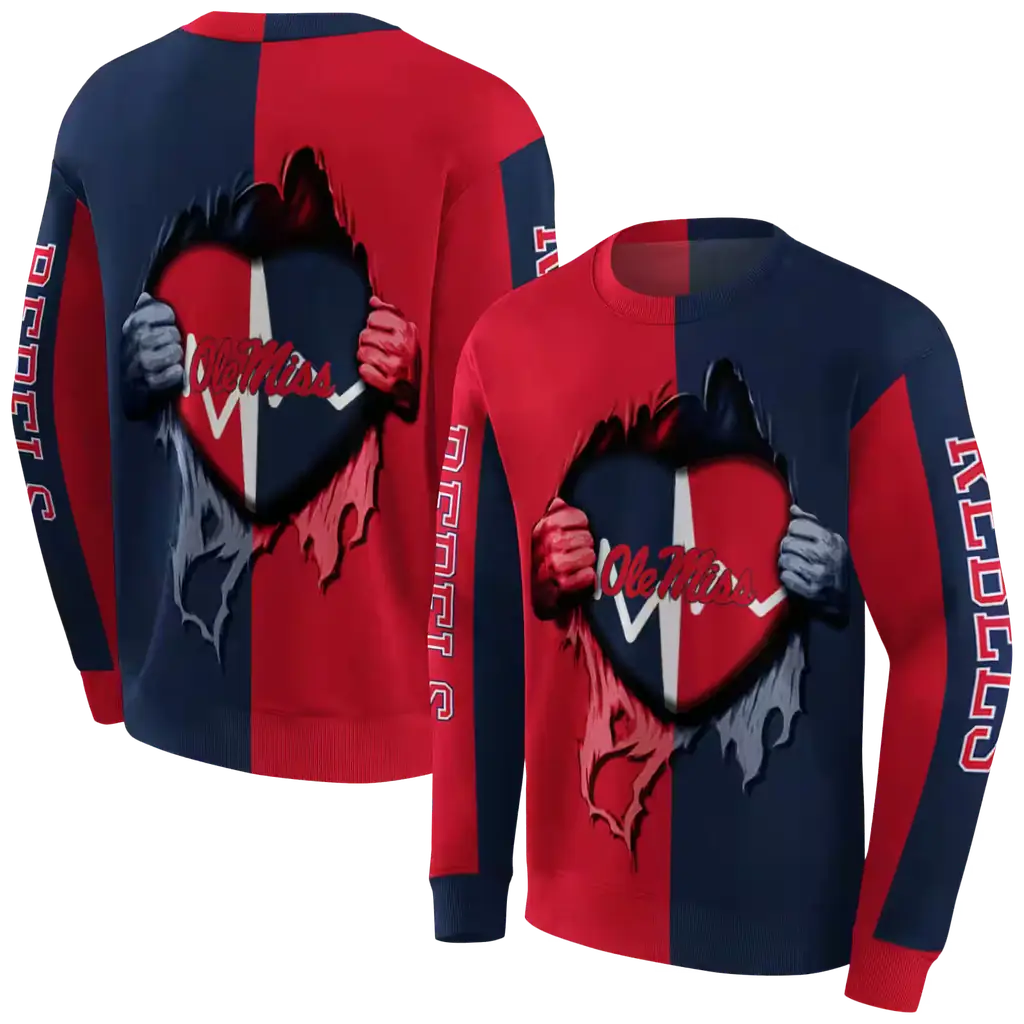 ole miss rebels heartbeat graphic red hoodie premium grade ole miss rebels heartbeat graphic red hoodie premium grade