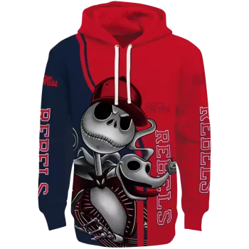 ole miss rebels jack skellington red hoodie best selling