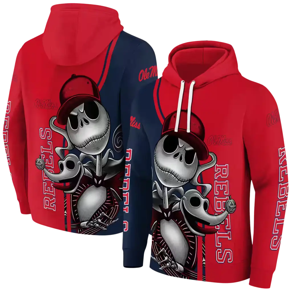 ole miss rebels jack skellington red hoodie fashion forward ole miss rebels jack skellington red hoodie fashion forward