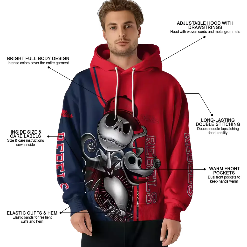 ole miss rebels jack skellington red hoodie latest model ole miss rebels jack skellington red hoodie latest model