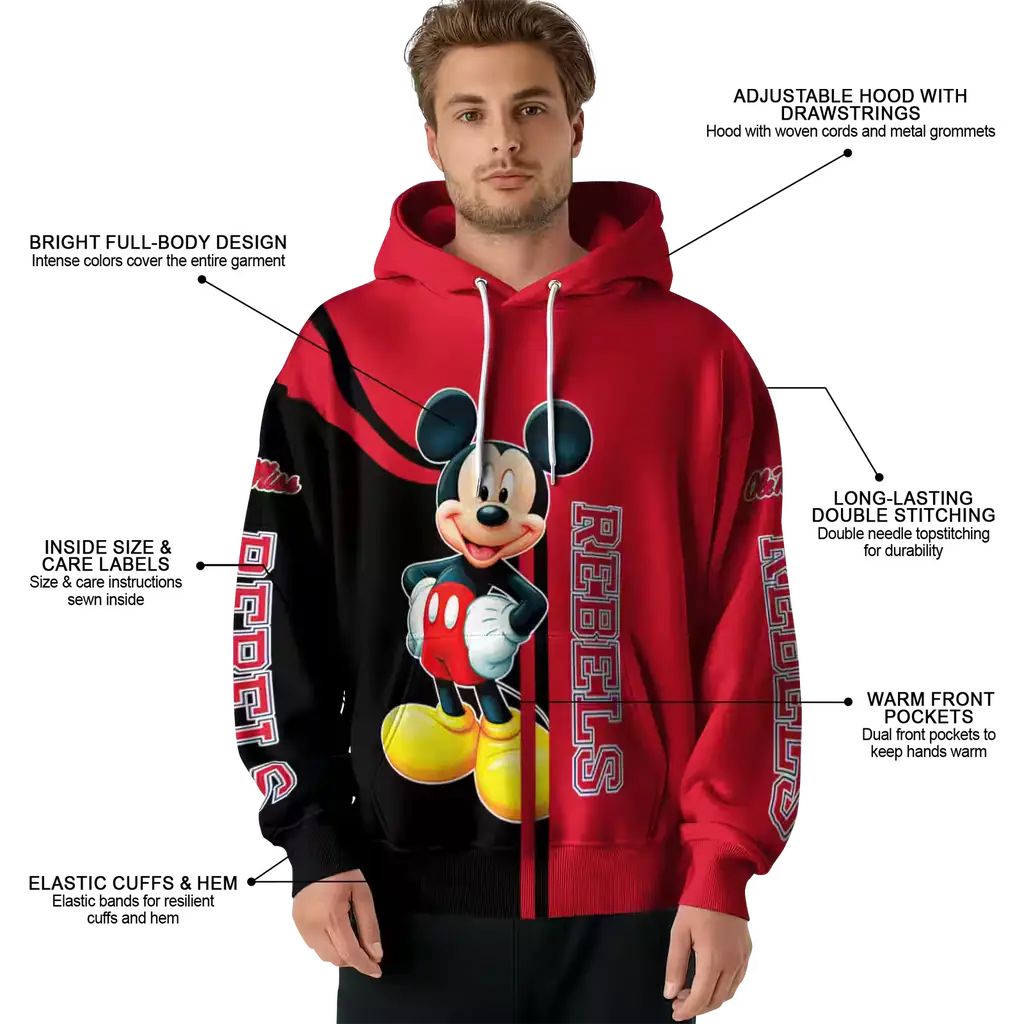 ole miss rebels mickey mouse red black hoodie latest model ole miss rebels mickey mouse red black hoodie latest model